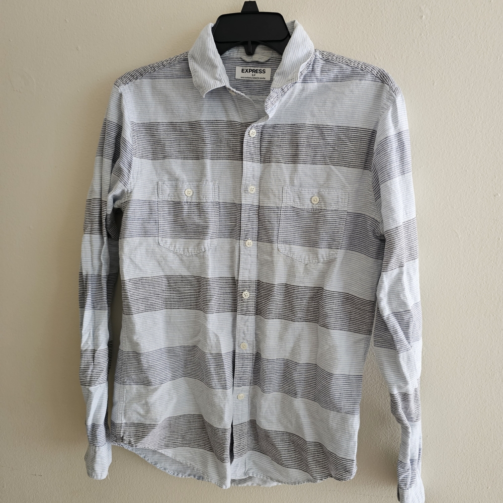 Express Casual Button Down Shirt with Stripes